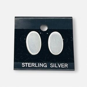 Sterling Silver‎ 925 Oval Stud Earrings 9.21g Blank Engravable